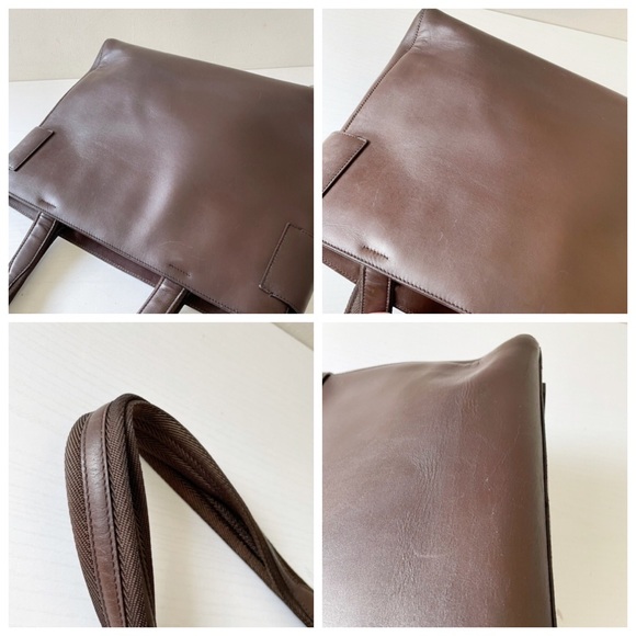 Prada brown calfskin leather vintage shoulder tote business bag minimal - Picture 4 of 12